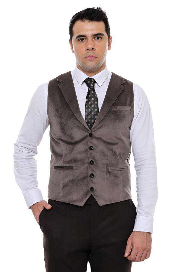 Vest Camicia Con Gilet Uomo Gilet Uomo No Stiro Con Bottoni Dorati