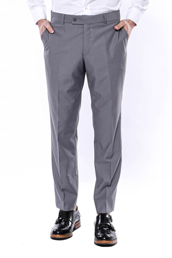 Plain Grey Men Trousers - Wessi