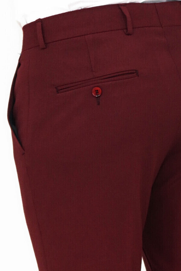 Pantalón Hombre Slim Fit Liso Burdeos - Wessi