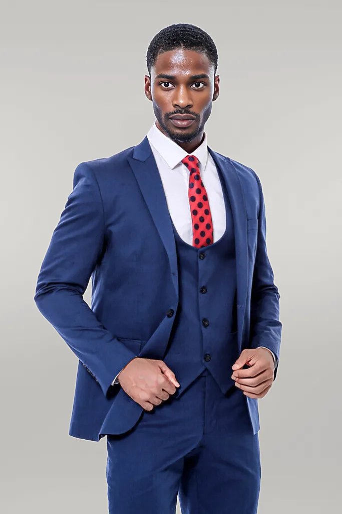 Slim-Fit Italian Wool Notch Lapel Royal Blue Suit