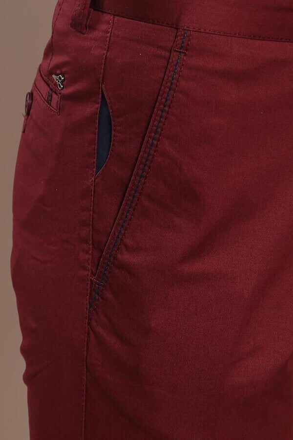 Pantalon Homme Coupe Slim Coton Bordeaux - Wessi