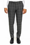 Slim Fit Plaid Anthracite Men Pants - Wessi