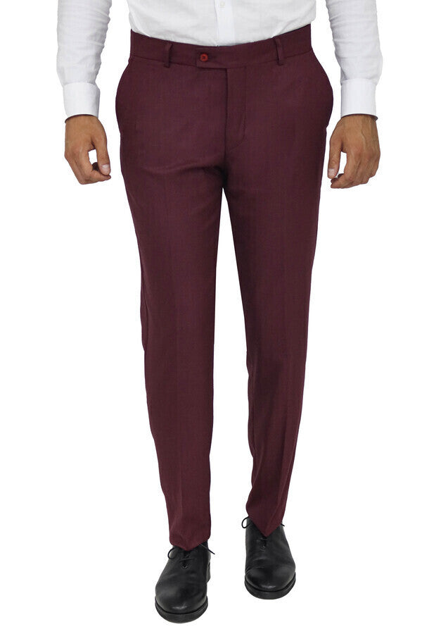 Pantalón Hombre Slim Fit Liso Burdeos - Wessi