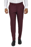 Slim Fit Plain Burgundy Men Pants - Wessi