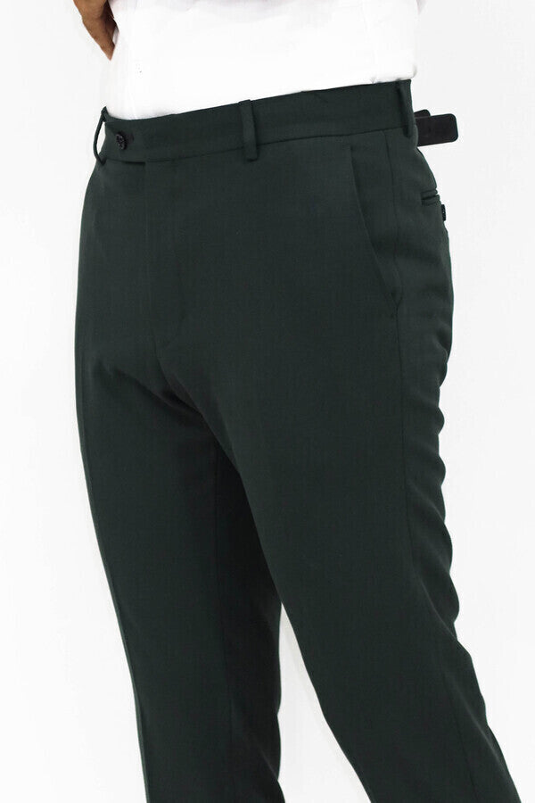 Pantalones Hombre Slim Fit Liso Verde Oscuro - Wessi