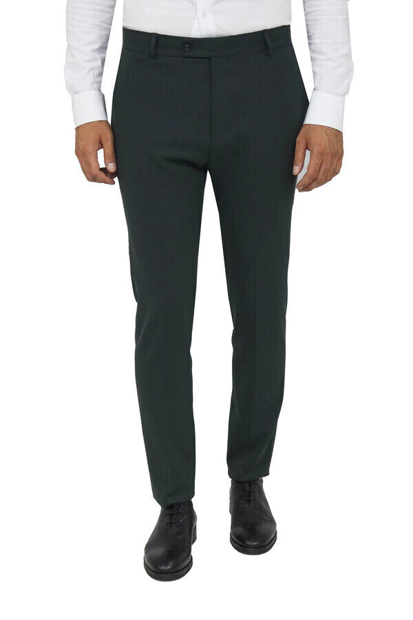 Pantalones Hombre Slim Fit Liso Verde Oscuro - Wessi