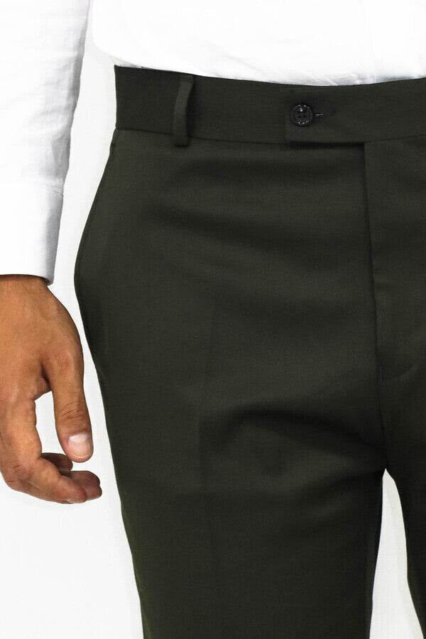 Pantaloni da uomo slim fit verdi semplici - Wessi