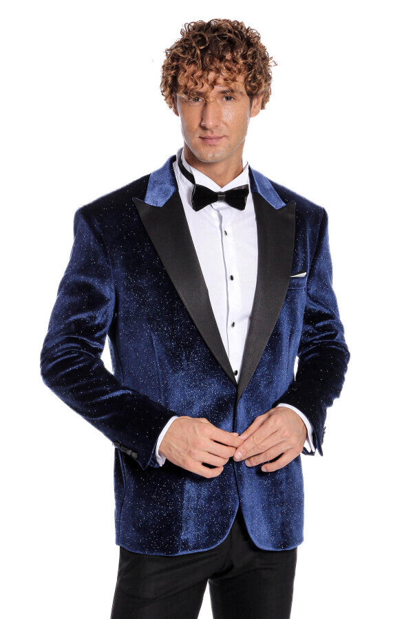 Dark blue velvet clearance blazer