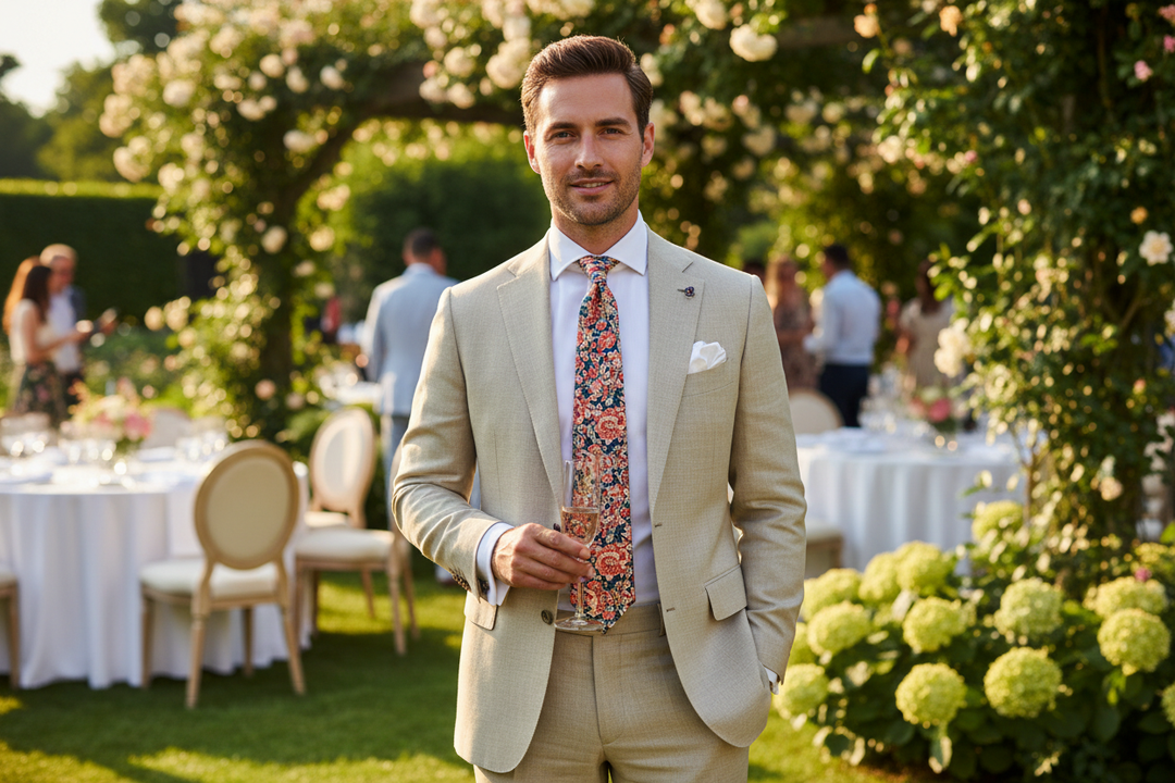 Floral Ties and Bright Pocket Squares: Elevating a Simple Summer Suit