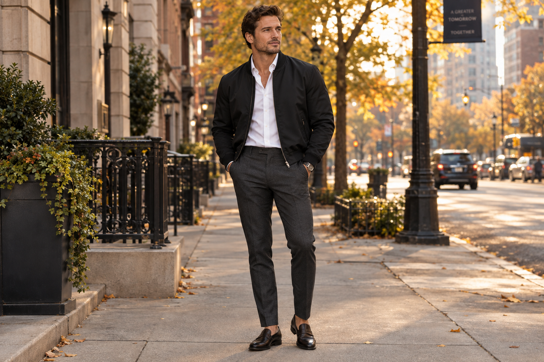 Men’s Bomber Jackets with Dress Pants: Smart Casual Outfits