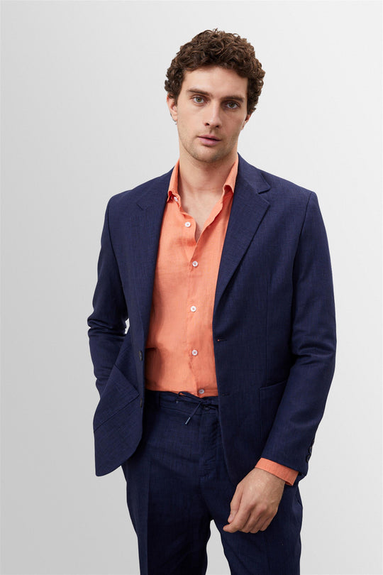 Veste Blazer Homme Bleu Marine 100% Lin - Wessi