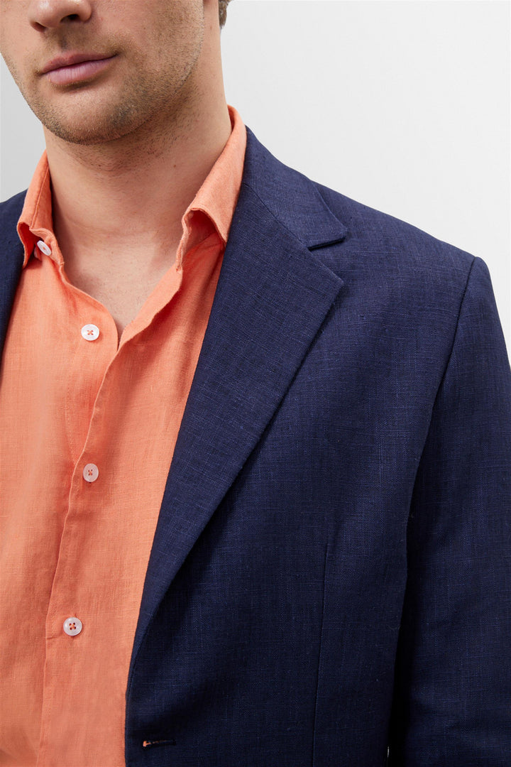 Giacca blazer da uomo in 100% lino blu navy - Wessi