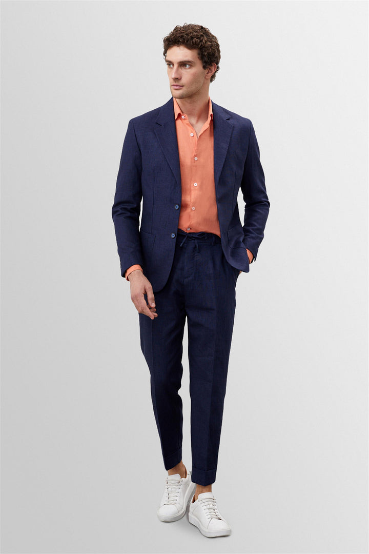 Giacca blazer da uomo in 100% lino blu navy - Wessi