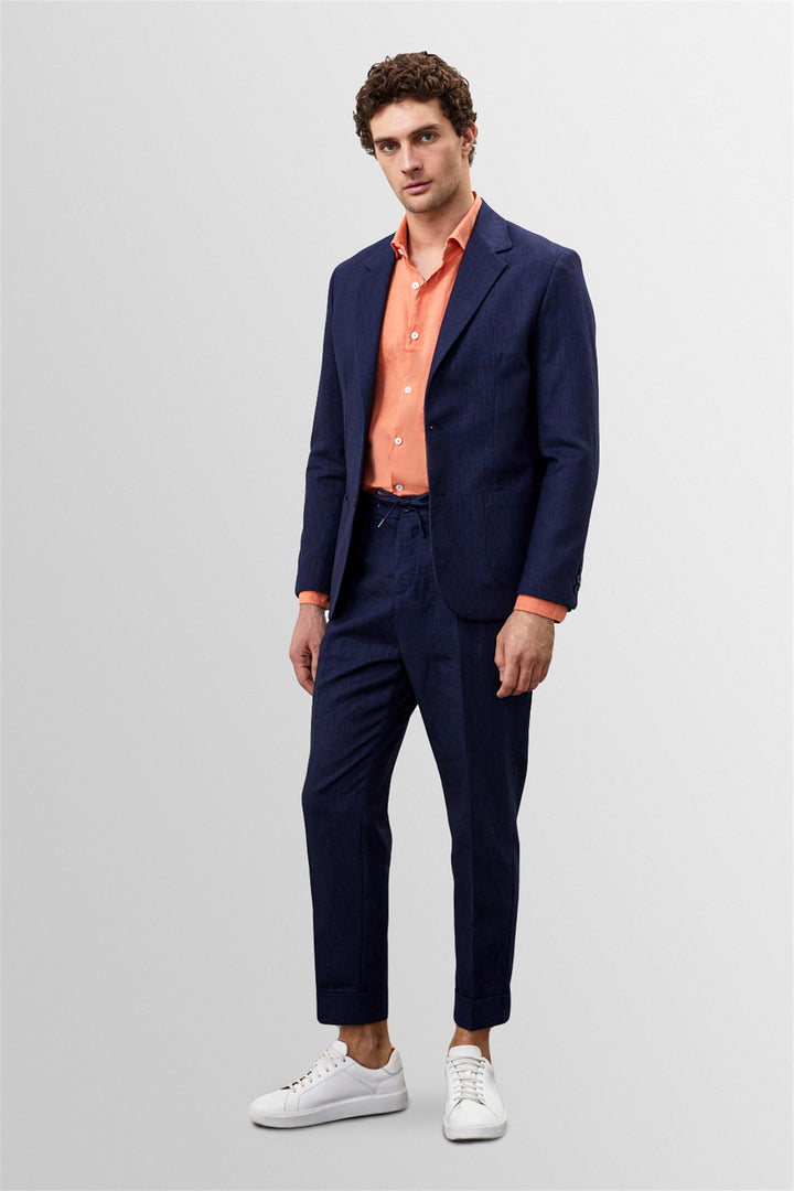 Giacca blazer da uomo in 100% lino blu navy - Wessi