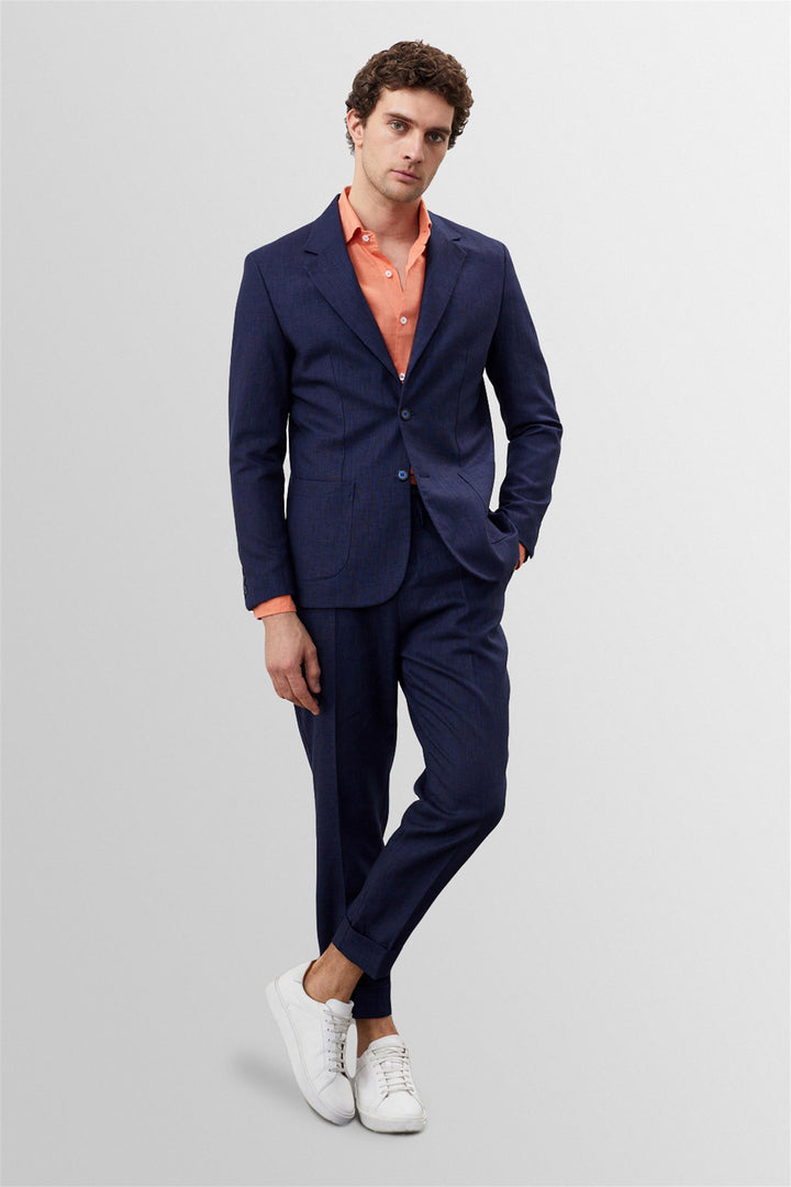 Giacca blazer da uomo in 100% lino blu navy - Wessi