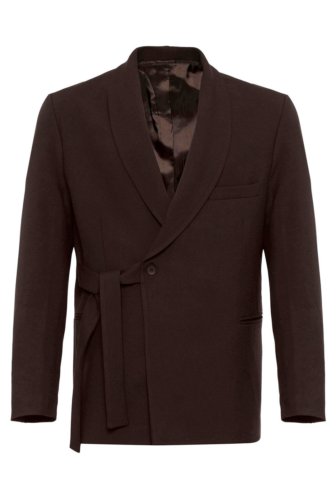 Men's Brown 100% Linen Pocket Detail Double-Breasted  Blazer - Wessi