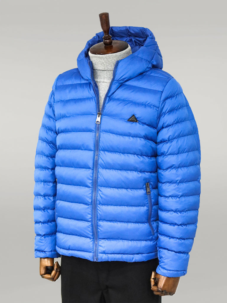 Quilted Hooded Puffer Blue Men's Coat - Wessi