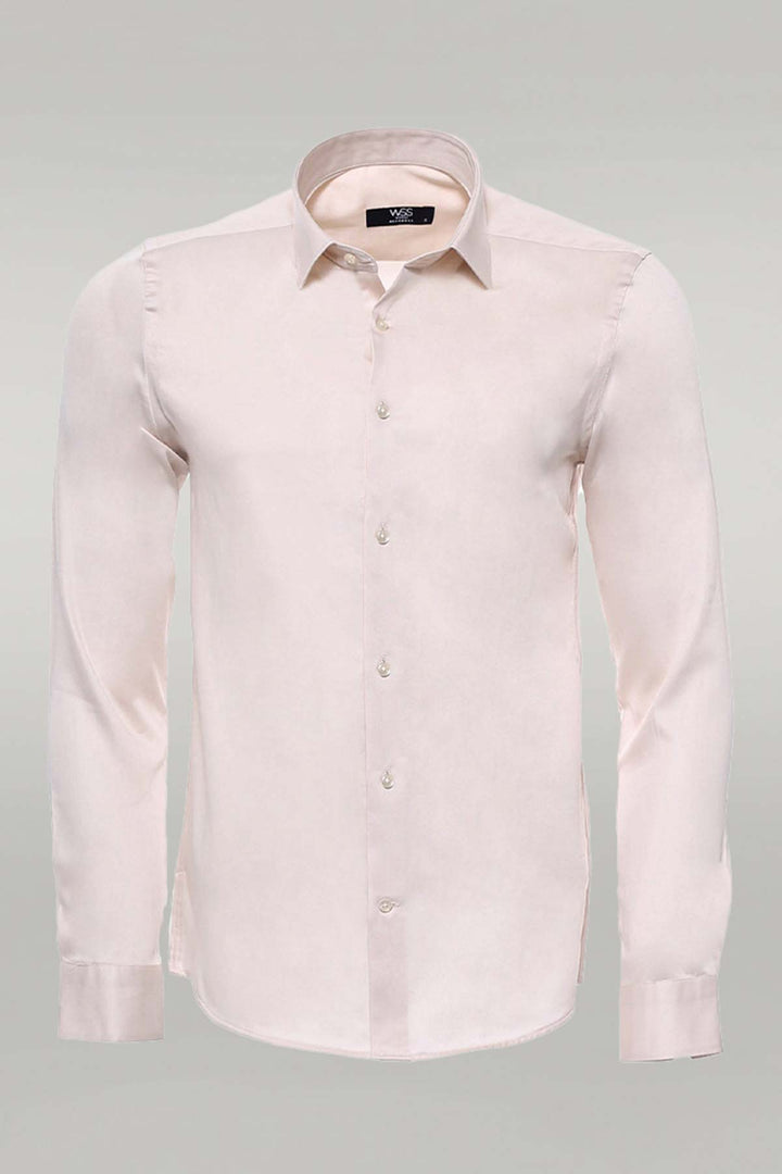 Camicia da uomo avorio a maniche lunghe vestibilità slim - Wessi