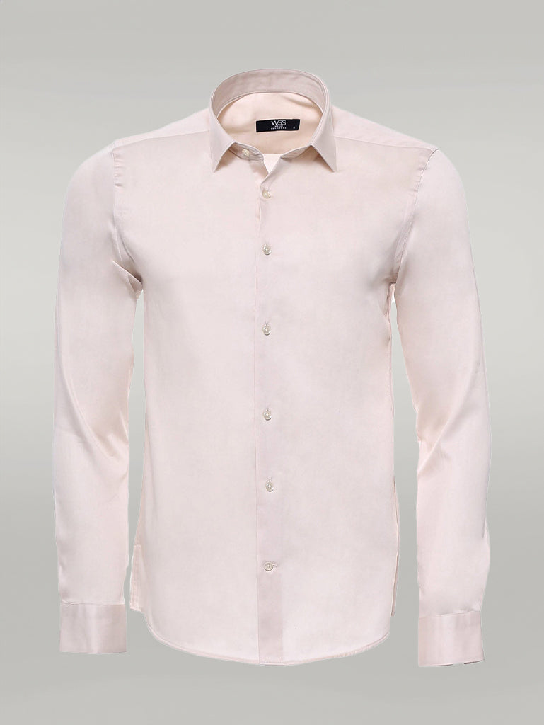 Camicia da uomo avorio a maniche lunghe vestibilità slim - Wessi