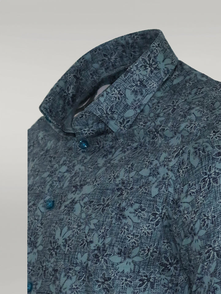 Bloom Patterned Green Slim Fit Shirt - Wessi