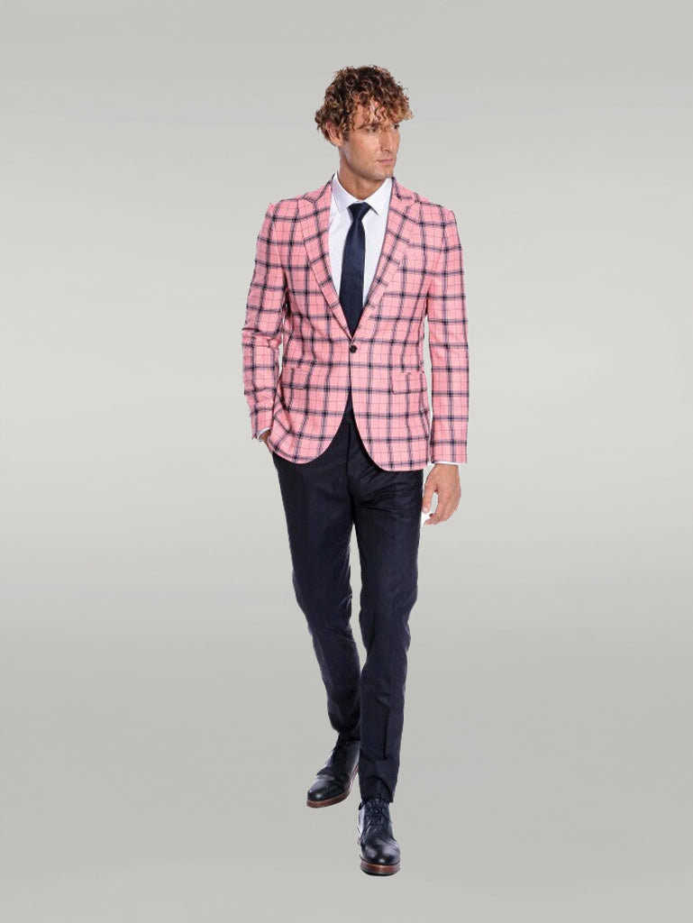 Blazer da uomo a quadri slim fit rosa - Wessi
