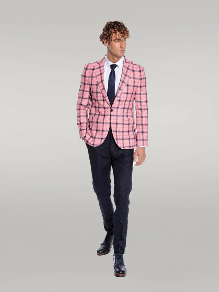 Blazer da uomo a quadri slim fit rosa - Wessi