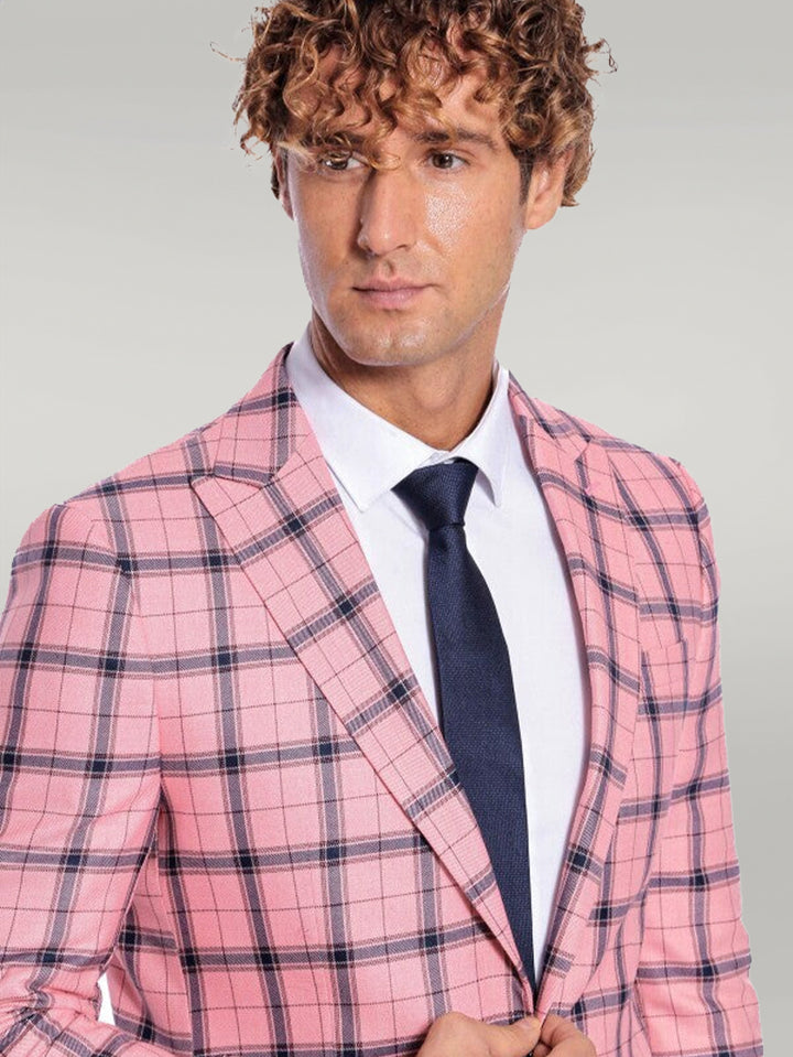 Blazer da uomo a quadri slim fit rosa - Wessi