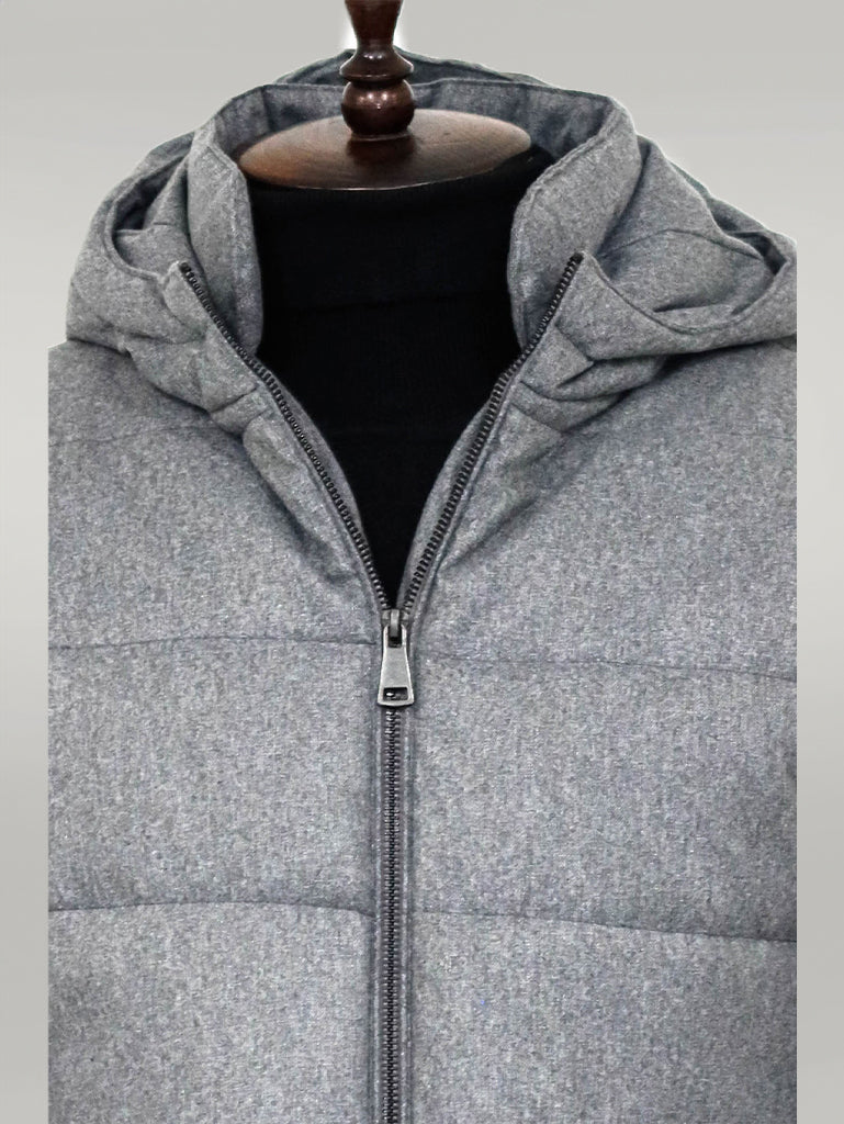 Slim Fit Hooded Grey Men Coat - Wessi