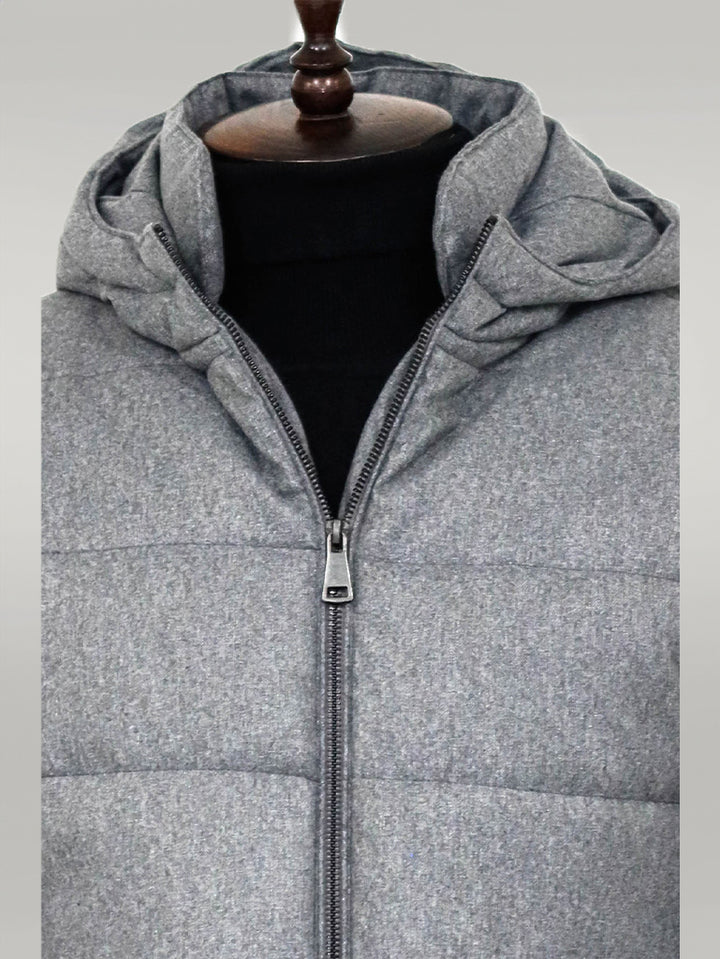 Slim Fit Hooded Grey Men Coat - Wessi