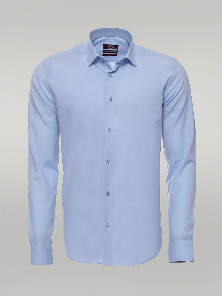 Camisa Azul Cielo Lisa Manga Larga Regular Fit - Wessi