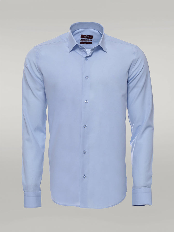 Camisa Azul Cielo Lisa Manga Larga Regular Fit - Wessi