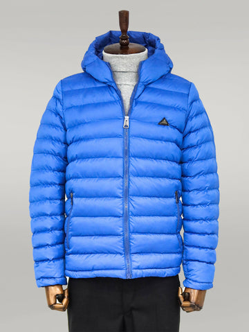 معطف مبطن بغطاء للرأس باللون الأزرق للرجال - ويسي