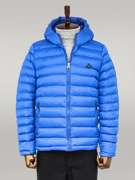 معطف مبطن بغطاء للرأس باللون الأزرق للرجال - ويسي