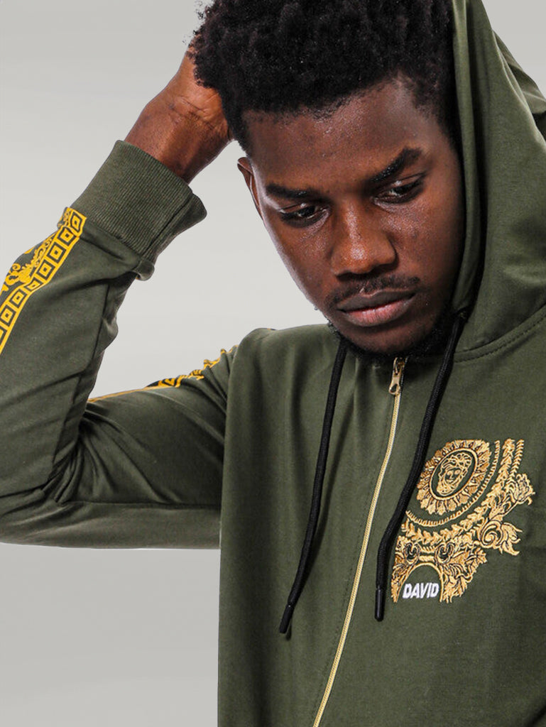 Sudadera slim fit con capucha verde oscuro Wessi