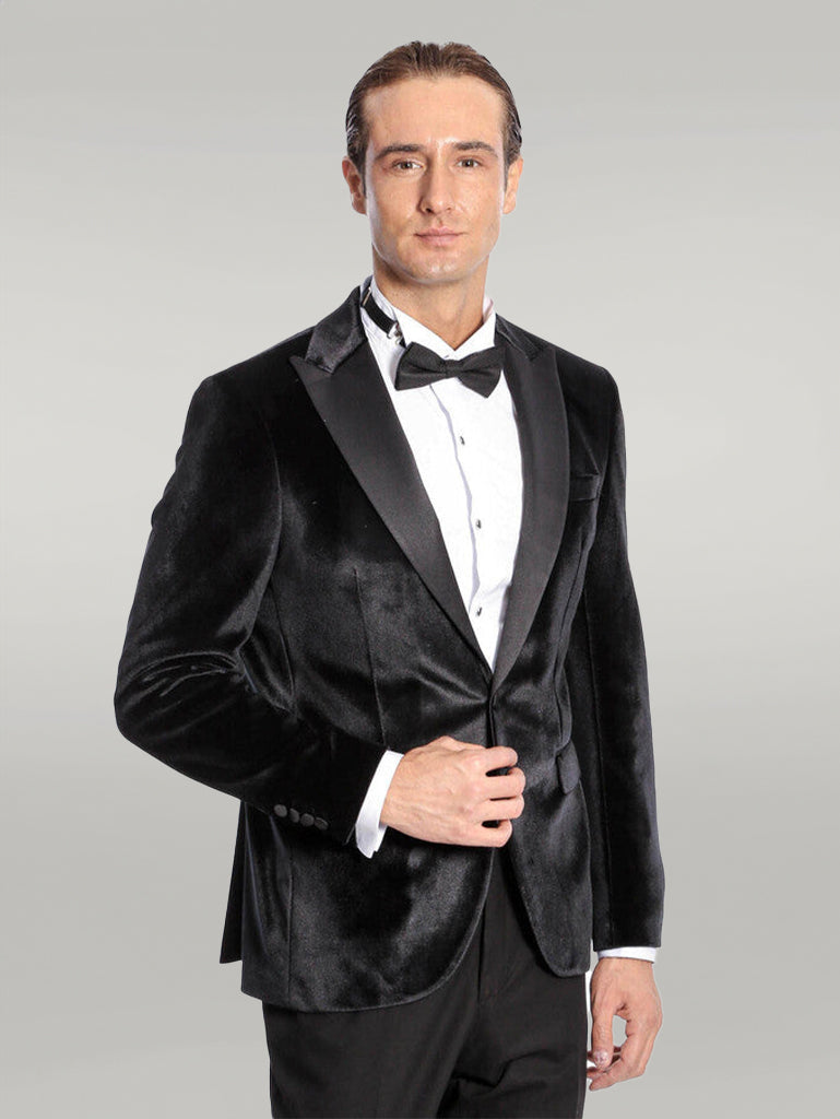 Velvet Slim Fit Black Men Tuxedo Jacket Wessi