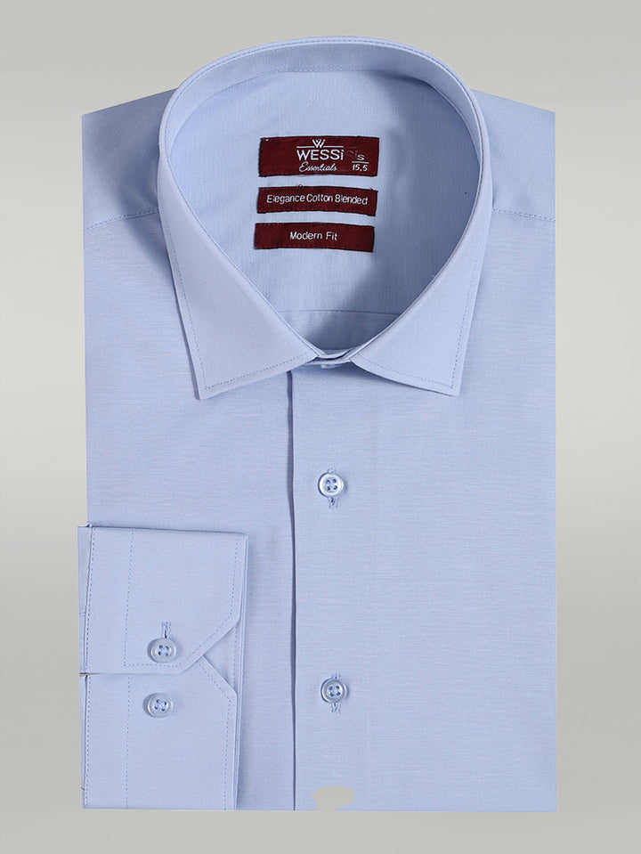 Camisa Azul Cielo Lisa Manga Larga Regular Fit - Wessi