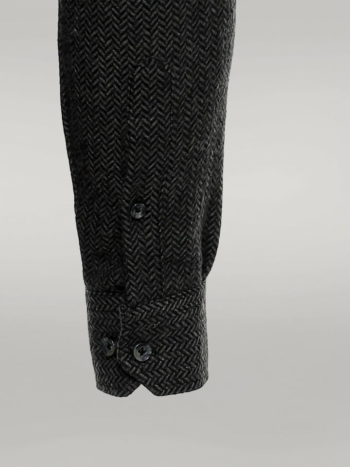 Herringbone Pattern Thick Dark Green Men Lumberjack Shirt - Wessi