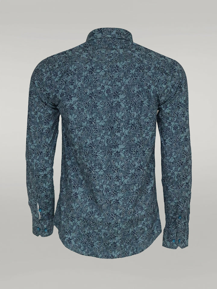 Bloom Patterned Green Slim Fit Shirt - Wessi
