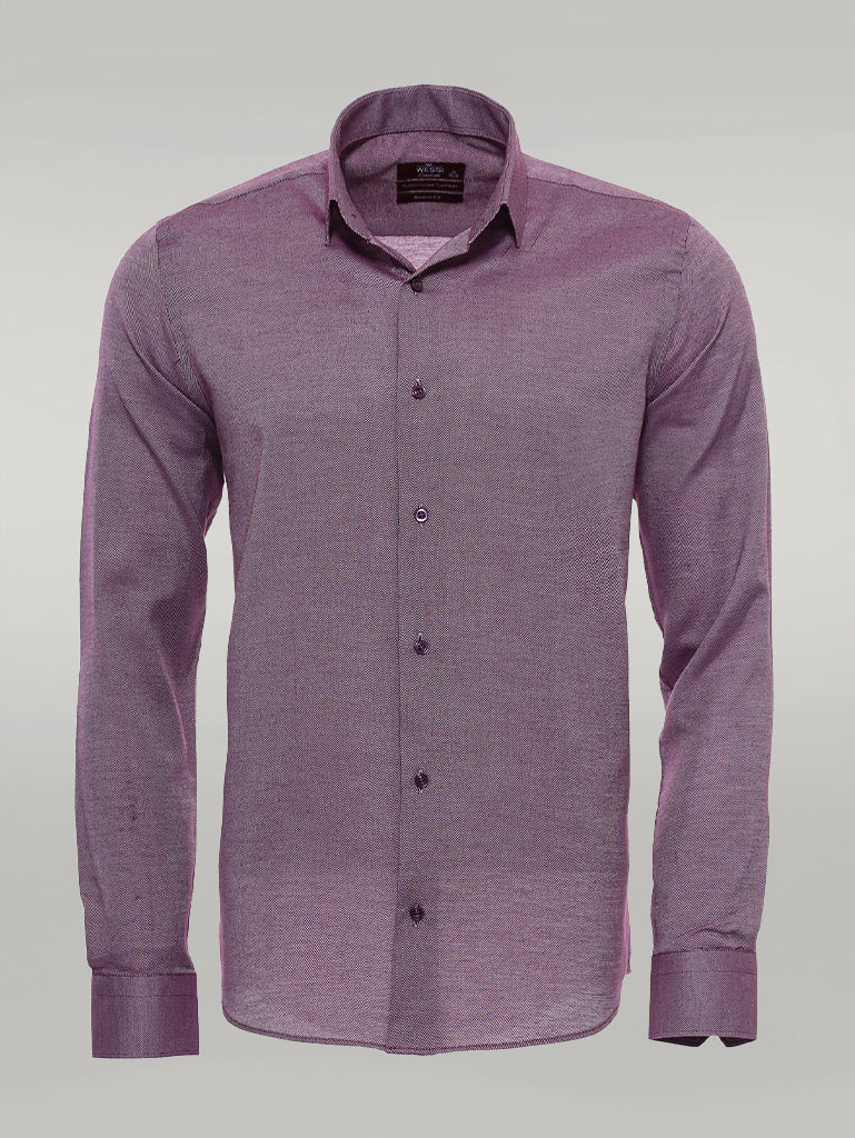 Burgundy Patterned Long Sleeve Shirt - Wessi