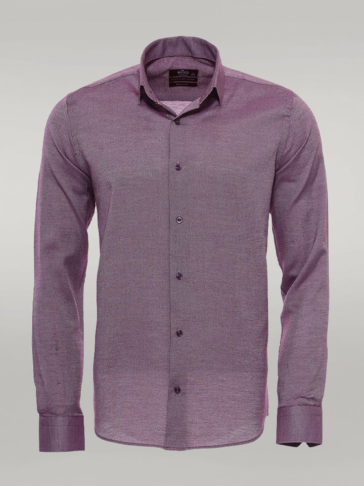 Burgundy Patterned Long Sleeve Shirt - Wessi
