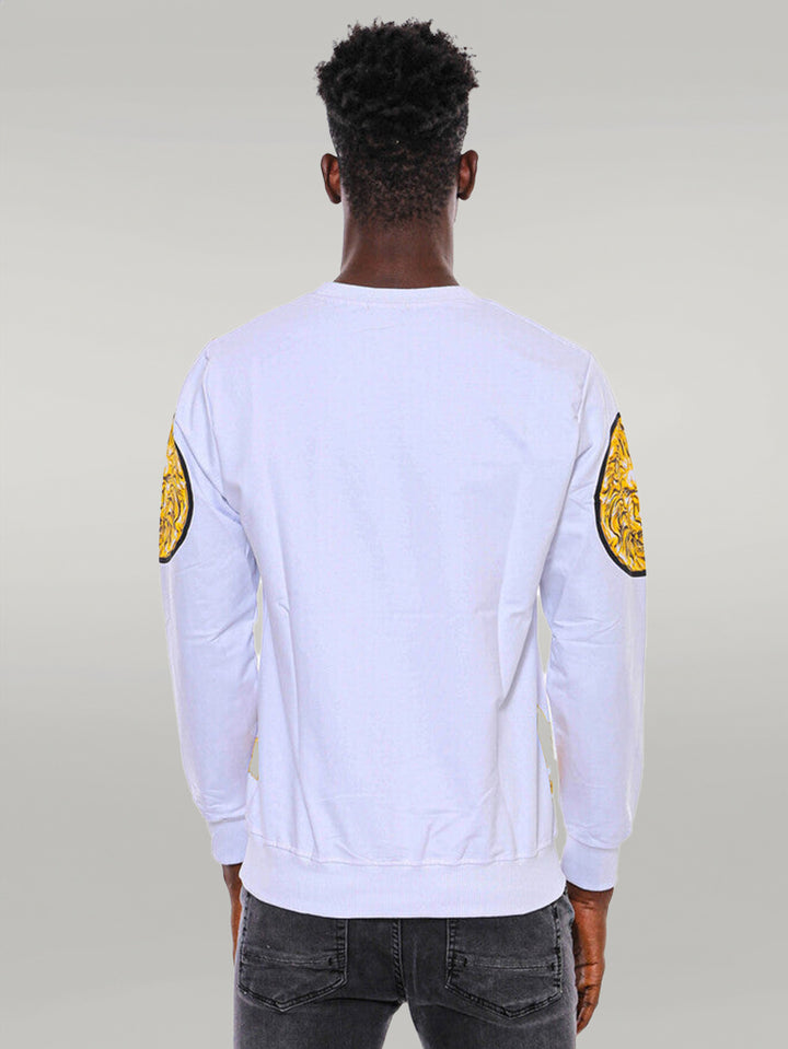 Felpa bianca slim fit con fantasia leone - Wessi