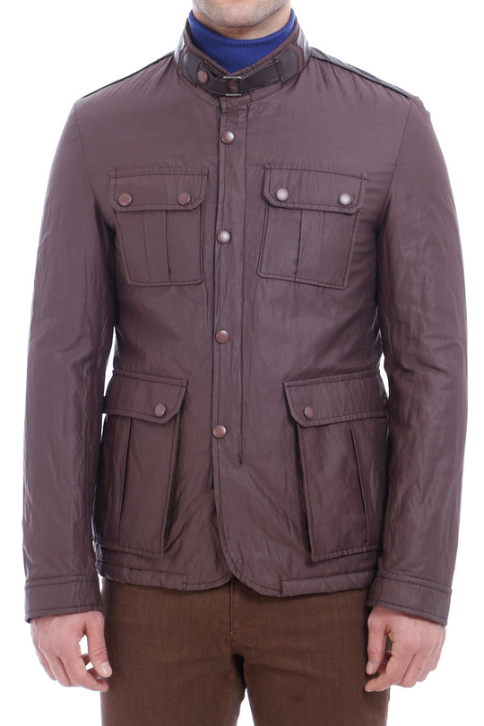 Manteau court marron à 4 poches et boutons-pression - Wessi