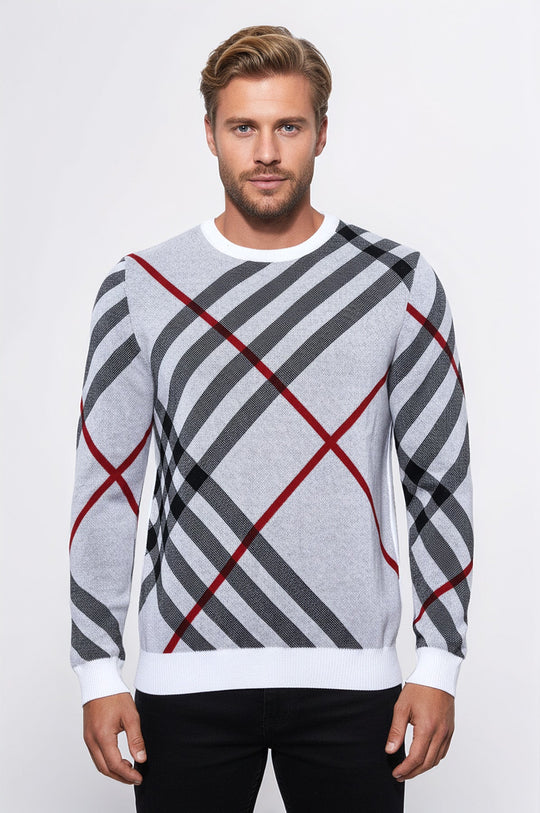 Crew Neck Knitwear Patterned White - Wessi