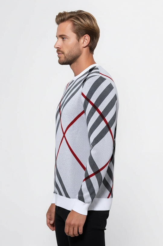 Crew Neck Knitwear Patterned White - Wessi
