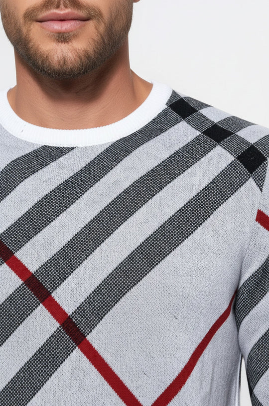Crew Neck Knitwear Patterned White - Wessi