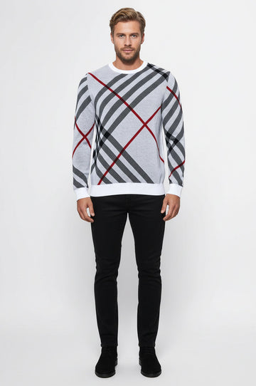 Crew Neck Knitwear Patterned White - Wessi
