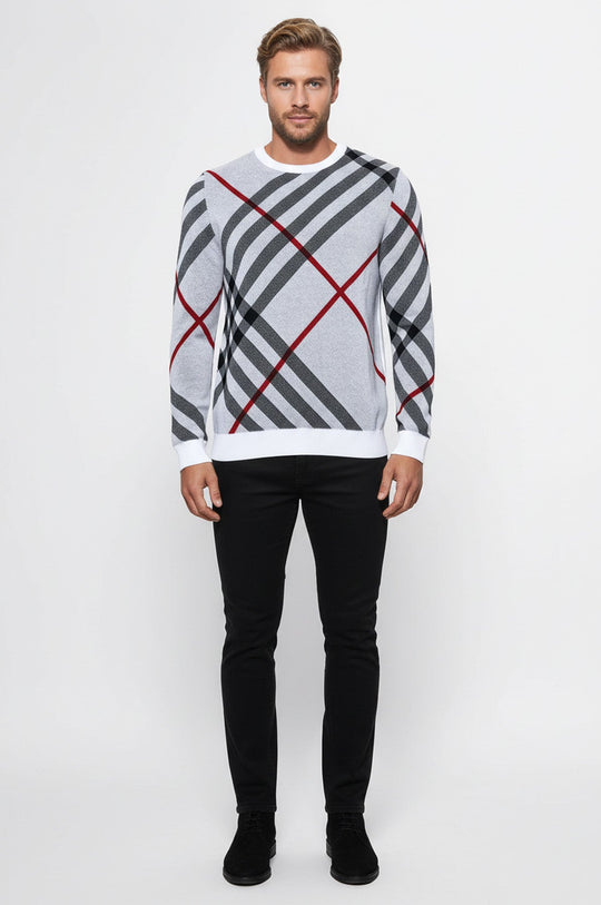 Crew Neck Knitwear Patterned White - Wessi