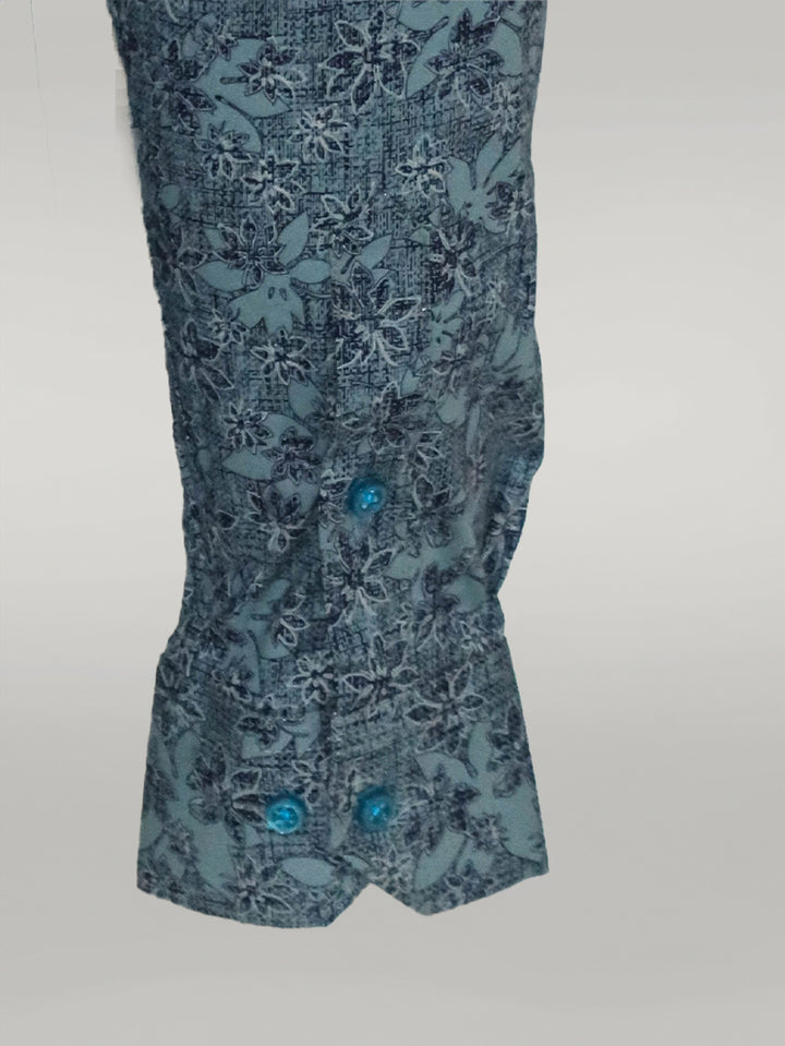 Bloom Patterned Green Slim Fit Shirt - Wessi