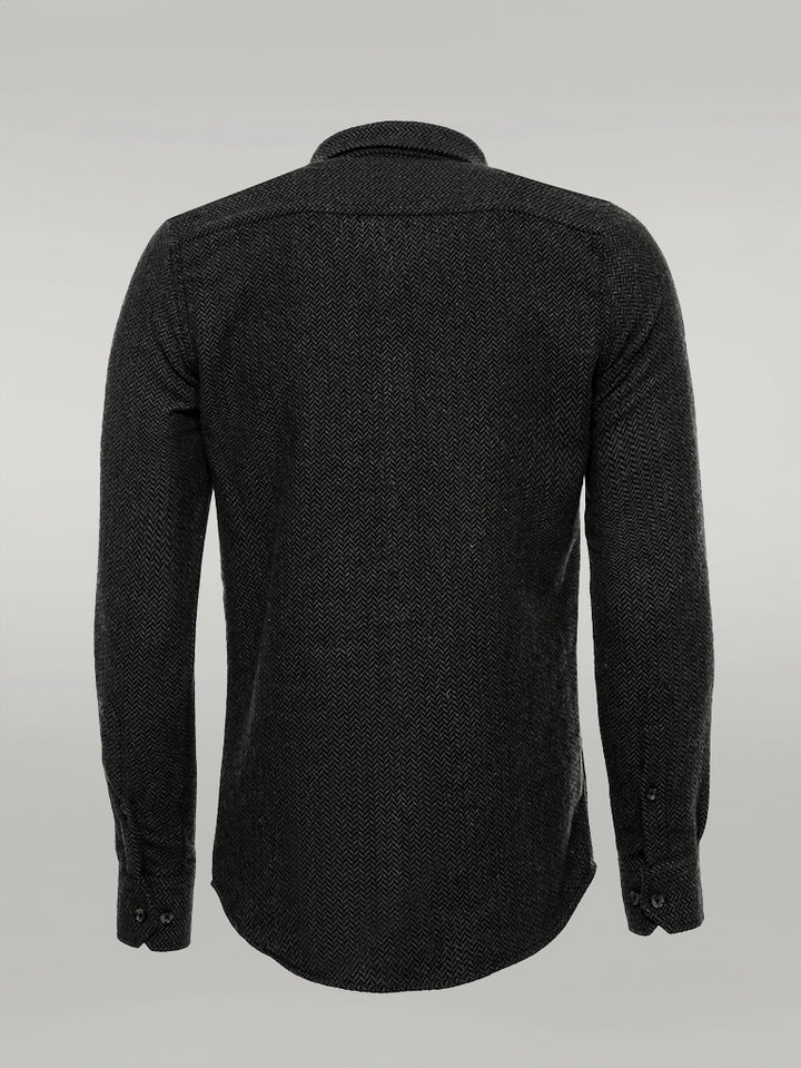 Herringbone Pattern Thick Dark Green Men Lumberjack Shirt - Wessi
