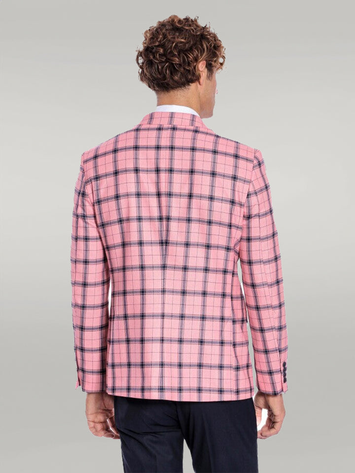 Blazer da uomo a quadri slim fit rosa - Wessi